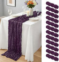 12 Pcs Dark Purple Cheesecloth Table Runner 10Ft, Gauze Table Runners 21.5 x 120 inch,Semi Sheer Cheese Cloth Fabric Runner Bulk for Wedding,Party,Baby Shower,Bridal Shower by Yemosa