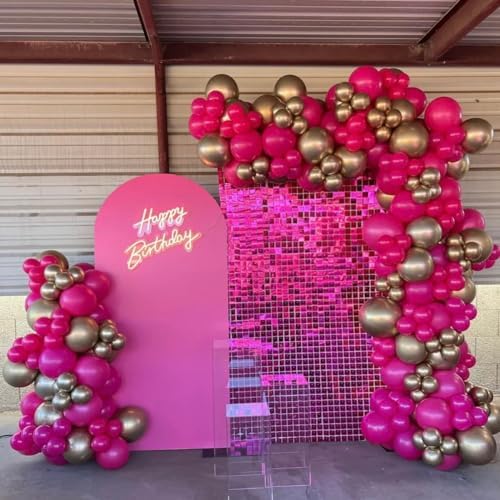 MEBAY Hot Pink Black Rose Gold Balloon Arch Garland Kit, 146 Pcs Rose Red Tender Pink Black Confetti Rose Gold Balloons for Graduation Birthday Party Baby Shower Wedding Decorations - Image 5