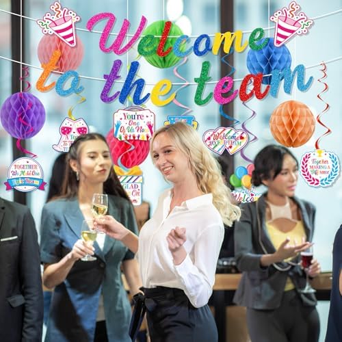 Welcome to the Team Party Banners Swirls Poms Decorations 16PCS - Image 6