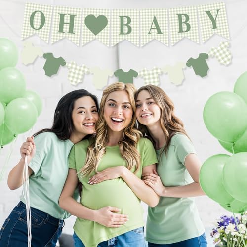 Hahafelt Baby Banner for Baby Shower Decorations, Green - Image 4