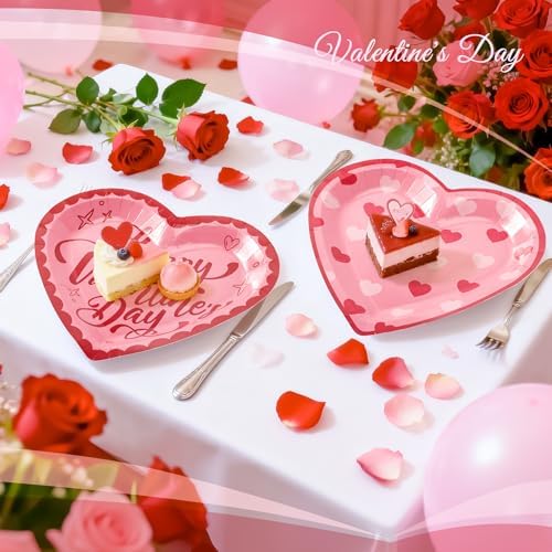 48PCS Love Party Plates,Big Heart Shaped Disposable Paper Plates,Heart Party Supplies for Bridal Wedding Engagement,Love Plates for Valentines Galentines Anniversary Birthday - Image 5