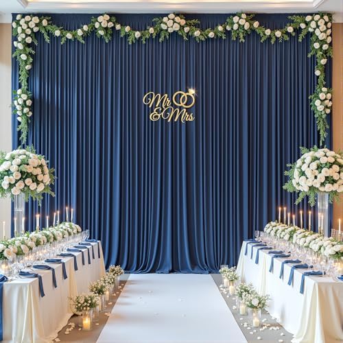 30x10ft Navy Blue Backdrop Curtain Panels for Parties - Wrinkle Free Polyester Photo Curtain Backdrop Wedding Back Drop Fabric Drapes for Party Decorations Background for Photography - Image 2