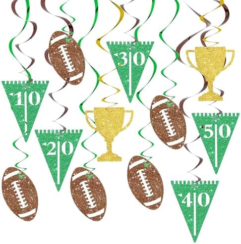 BEISHIDA Football Hanging Swirl Decorations-15Pcs Pre-Strung Football Party Ceiling Hanging Decorations for Game Day Tailgate Party Decorations by Beishida