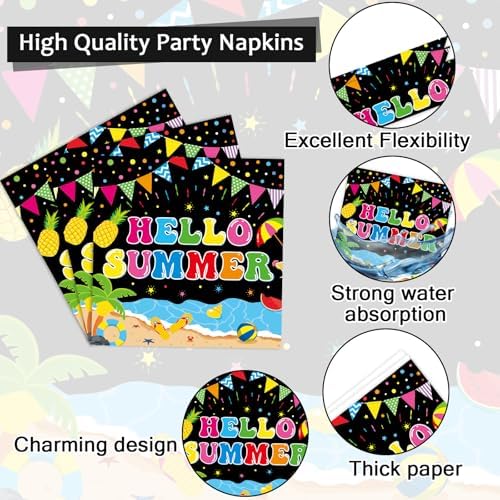 96 Pcs Happy Last Day of School Paper Party Plates and Napkins for Summer Vacation Supplies Summer End of School Year Theme Dessert Tableware Set for 24 Guests Birthday Party Decorations - Image 4