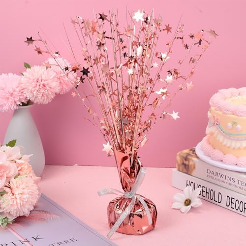 Crowye 3 Pieces Metallic Foil Spray Centerpiece Birthday Table Decoration Star Burst Centerpieces Graduation Table Decor for Birthday 2026 Party Holiday(Rose Gold) - Image 2