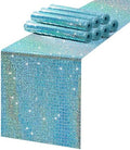 Glitter Disco Party Table Runner 8 Packs 13 x 72 Inch Fancy Blue Sequin by MokoHouse