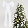 12Pcs White Velvet Ribbon Bows Christmas Tree Decorations,5in x 10in Xmas Ornaments for Tree Home Party Front Door Wreath Garland Holiday Decor by brand