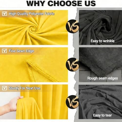 20x10ft Yellow Backdrop Curtain Panels for Parties - Wrinkle Free Polyester Photo Curtain Backdrop Wedding Back Drop Fabric Drapes for Party Decorations Background for Photography - Image 5