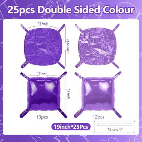 NISOCY 25PCS Purple and Light Purple Square Foil Balloons Wall Backdrop - Image 2