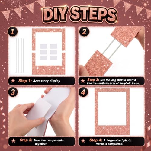 Beeveer 40 x 30 in Large Photo Booth Selfie Frame Props, Rose Gold Vertical - Image 2