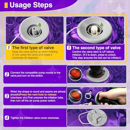 3PCS Purple Inflatable Mirror Ball Set,Reusable Mirror Ball Large Event Decoration PVC Ball with Electric Pump for Party,Concerts,Stage,Wedding Decorations(Purple, 3pcs:19.7In+31.5In+47.2In+Pump) - Image 2
