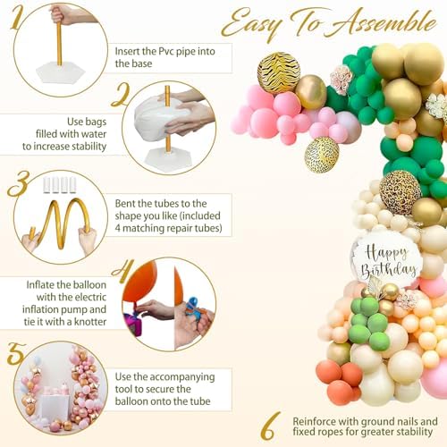 OurWarm Balloon Arch Kit with Balloon Pump Electric, 8.2FT & 5FT Gold Half Balloon Arch Stand with Base, Free Bending Arch Frame Backdrop for Wedding Birthday Party Baby Shower Graduation Decoration - Image 5
