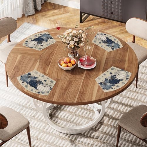 Artoid Mode Navy Blue Pumpkins Fall Wedge Placemats Set of 4-12 x 18 Inch - Image 3