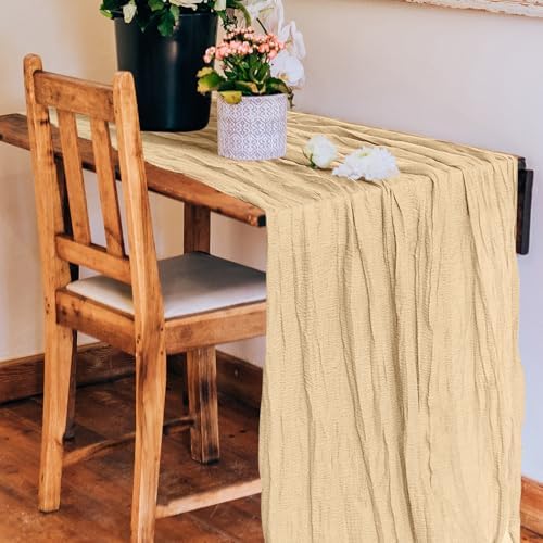 12 Pack Cheesecloth Table Runner, Runner Gauze Boho Wedding Decor Romantic Table Runner for Wedding Birthday Party(35" x 118") (Light Brown) - Image 4