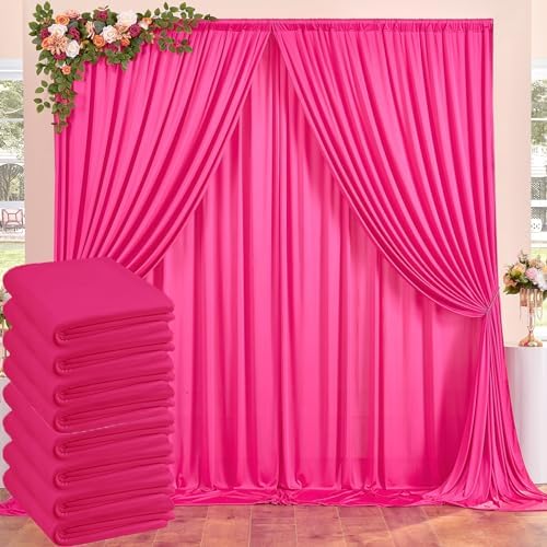 40ftx10ft Wrinkle Free Fuchsia Backdrop Curtains for Parties, Thick Polyester Hot Pink Photo Backdrop Drapes 8 Panels 5x10ft for Weddings Birthday Photography Background Curtains by ENJOYYOURPARTY