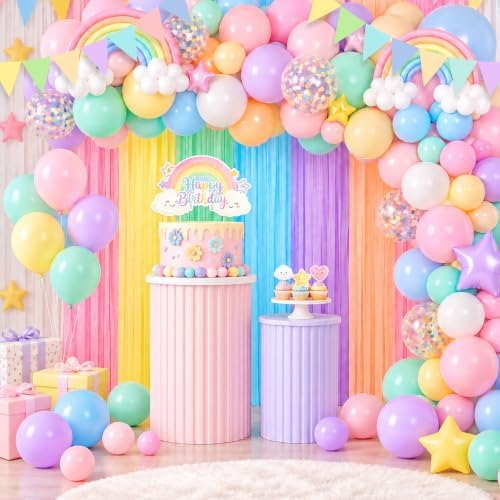 Pastel Birthday Decorations Rainbow Birthday Party Decorations Serve 20 - Image 6