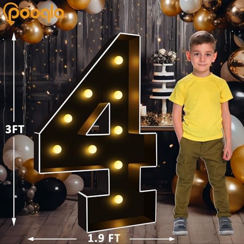 Pooqla 3FT Marquee Light Up Numbers 4 for 4th 40th Birthday Decorations - Image 6