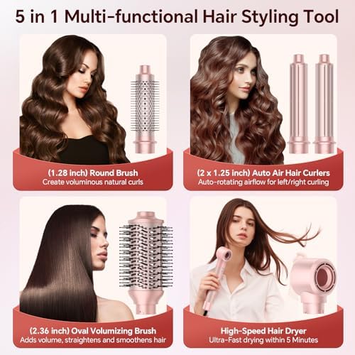 5 in 1 Hair Dryer Brush,110,000 RPM High-Speed Auto Wrap Curling Brush - Image 5