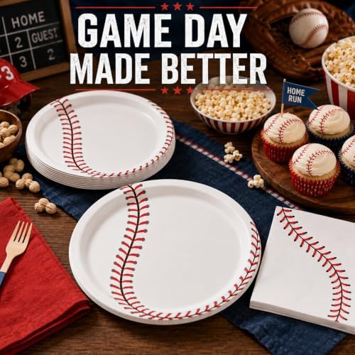 40 Pcs Baseball Plates and Napkins Set, Large 9 Inch Party Plates - Image 6