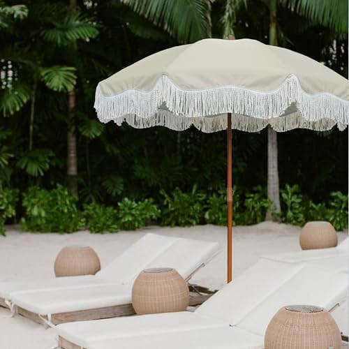 AMMSUN Boho Fringe Umbrella, 6.5ft Outdoor Umbrella with Tassel - Image 5