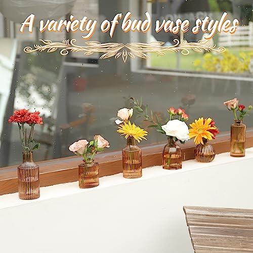 Bud Vases Set of 12, Amber Glass Bud Vase in Bulk for Decor - Image 3