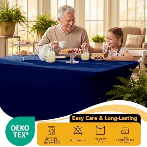 6-Pack Navy Blue Spandex Tablecloths for 6ft Rectangle Tables - Image 7