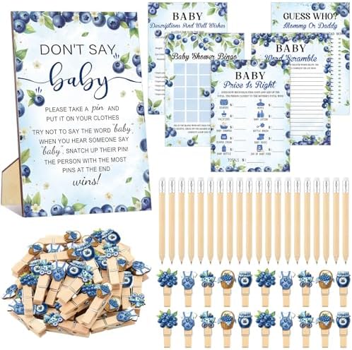 Patelai 321 Pcs Baby Shower Games Supplies, Blueberry by Patelai