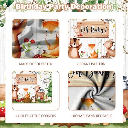 Woodland Baby Shower Decorations Neutral - Forest Animals Party Supplies Include Balloon Garland Arch, Oh Baby Backdrop, 4 Wood Grain Boxes, Fox Deer Raccoon Foil Balloons - Sage Green Gold - Image 7