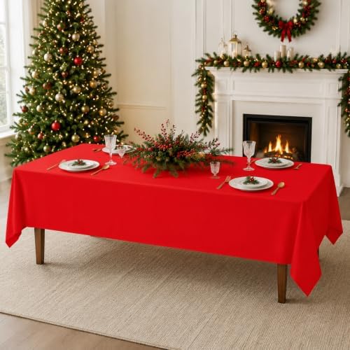 6 Pcs Christmas Plastic Tablecloths, Red Green Gold - Image 4