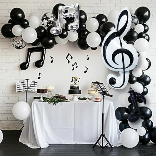 Music Note Balloon Garland Kit，129pcs Black White Musical Note Balloons, Treble Clef Eighth Note Foil Balloons for Music Party Decoration, Concert, Recital, Rock Star Birthday, Graduation, Baby Shower - Image 5