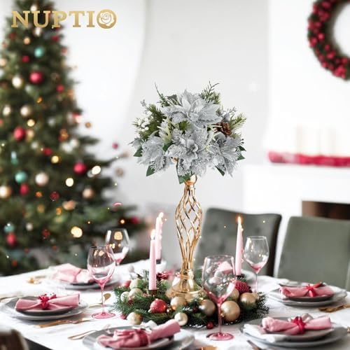 NUPTIO Gold Centerpiece Stand for Table, Twist Style , 17.7" Tall, 10 Pcs - Image 4