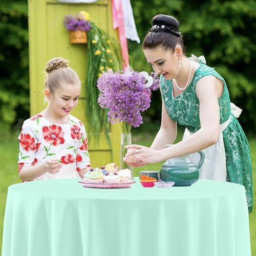 12 Pack Round Pastel Disposable Tablecloths for Party, 84 Inch - Image 5