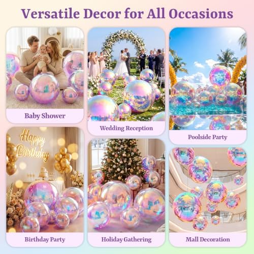 Inflatable Mirror Ball,Reusable Mirror Ball Large Event Decoration PVC Ball for Party,Concerts,Stage,Wedding Decorations - No Pump Included(Iridescent, 1pcs：1.2m) - Image 3