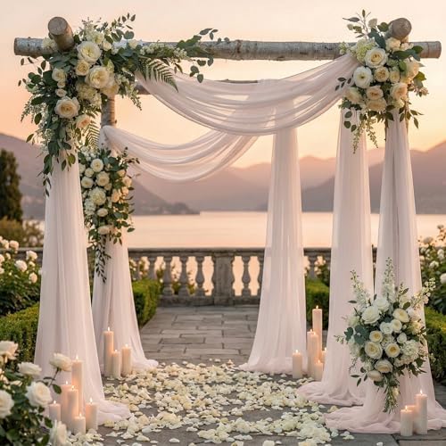 Pack of 2 Wedding Arch Drape Panel Fabric 30" x 100ft - Nude - Image 4
