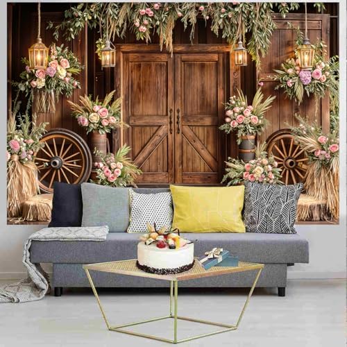 Barn Door Backdrop for Photography Western Cowboy Backdrop Wild West Theme Background Rustic Cowgirl Party Banner for Farm Rodeo Wedding Birthday Party Photo Shoot Supplies, 10X10 Ft - Image 6