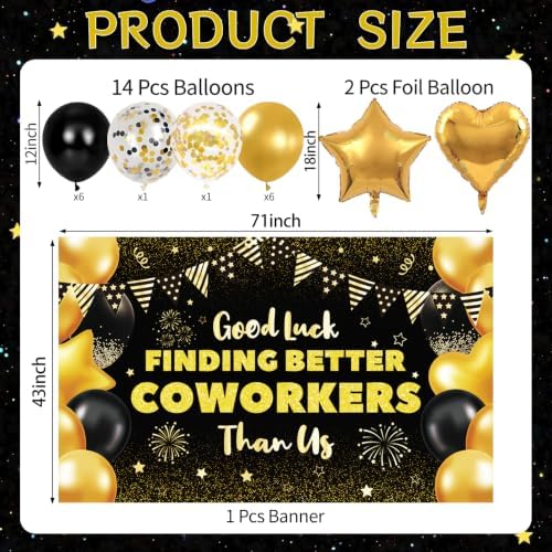 Black Gold Coworker Farewell Decorations - Goodbye Party Decor - Image 3