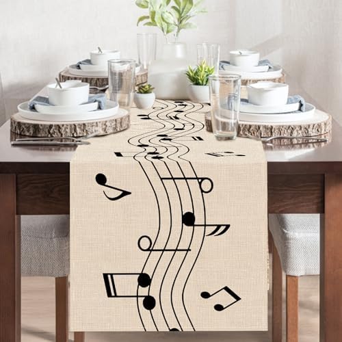 Vintage Music Sheets Dining Table Runner, Retro Musical Notes Staff - Image 6