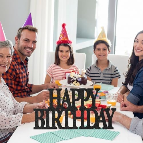 Novabright Happy Birthday Sign, Black, Glitter - Image 6
