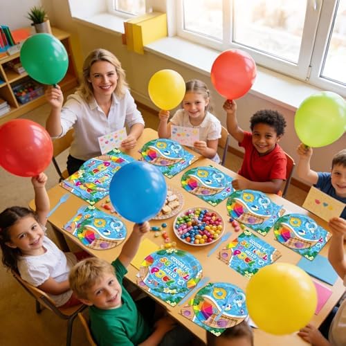 200pcs Goodbye School Hello Pool Plates Napkins End of School Year Party Tableware Set School's Out Disposable Decoration Summer Pool Dessert Plates Serve 50 Guests for Birthday Party Supplies - Image 5