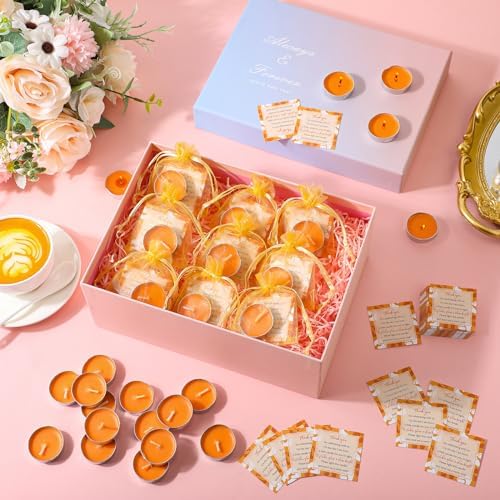 Geosar 50 Sets Baby Shower Favors Tealight Candles with Bags,Orange - Image 4