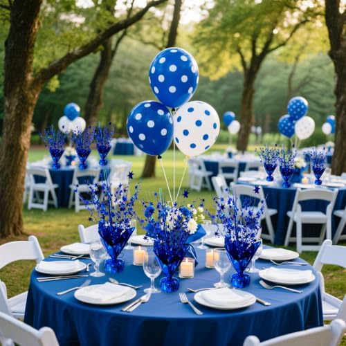 12 Pcs Metallic Foil Spray Centerpiece Party Star Table Decoration Brust Glitter Table Topper Decor for Birthday Graduation Holiday Christmas Dining Celebration New Year Party Supplies, Blue - Image 5