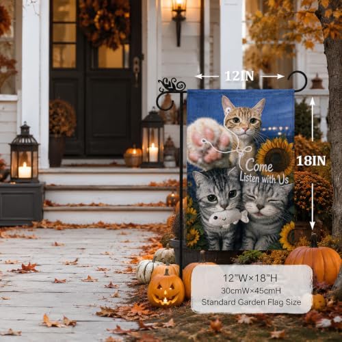 Cute Cat Garden Flag Sunflower Outdoor Farmhouse Yard Fall Decor 12×18 - Image 2