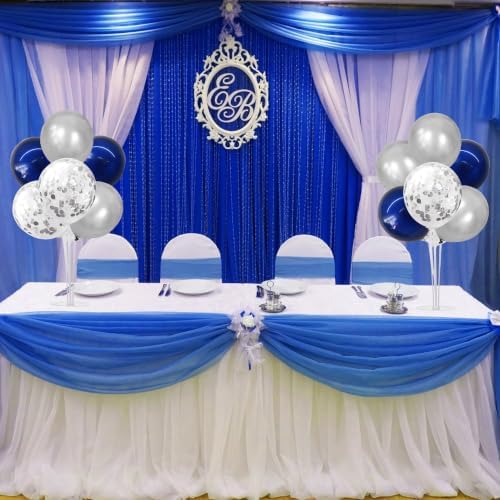 TONIFUL 4 Set Navy Blue Silver Grey Balloon Stand Centerpieces for Table - Image 6