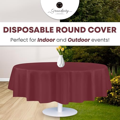 Grandipity Plastic Table Cloth Disposable 12 Pack 84" Round Burgundy - Image 5