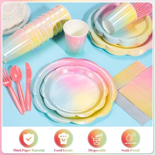 Natnarr Iridescent Pastel Party Supplies, 200 Pcs For 25 Guests - Image 4