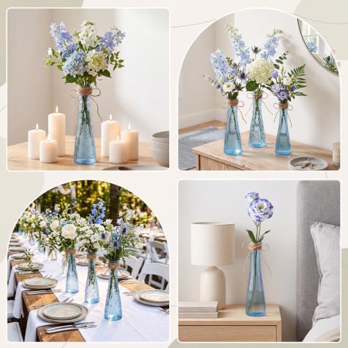 Set of 12 Blue Glass Bud Vases for Centerpiece, Assorted - Image 6