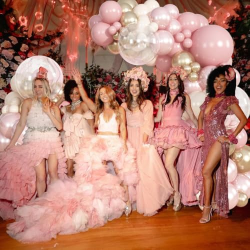 Dusty Pink Balloon Garland Arch Kit Double Stuffed Pink Gold Balloon - Image 5