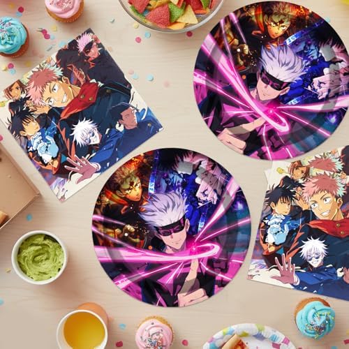40Pcs For Jujutsu Manga Kaisen Party Supplies include 20 plates, 20 napkins for the For Jujutsu Manga Kaisen birthday party decoration - Image 5