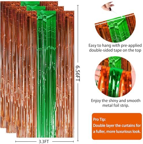 Football Party Decorations for Super Game Bowl 2027 - Green Brown Tinsel Streamers Backdrop Banner | Football Party Favors Supplies Indoor Outdoor - Game Day Birthday Party Accessories for Wall Door - Image 2