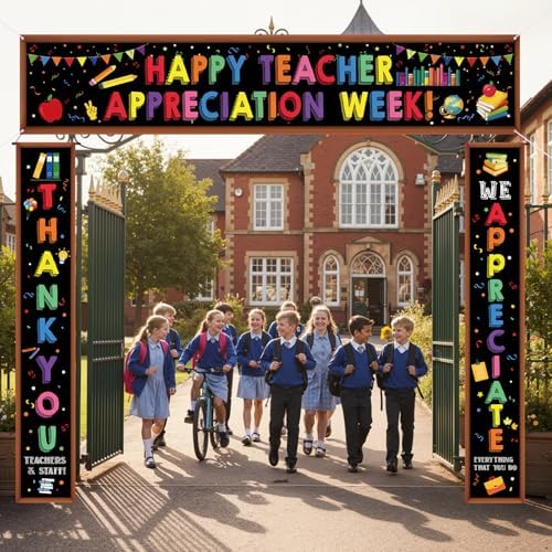 Smoothnovelty 3 Pcs Multicolor Teacher Appreciation Week Banner - Image 6